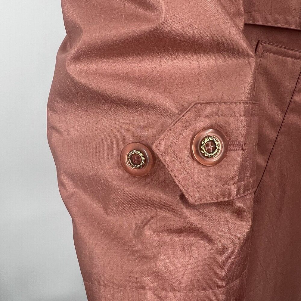 Laura Winston Rose Gold 3/4 Sleeve Single Breasted Trench Coat Classy 9/10 VTG - Picture 13 of 16